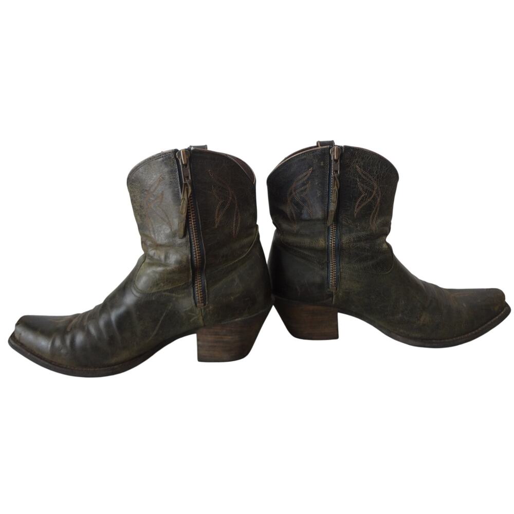 Ariat Darlin Olive Green Ankle Western Boot Women 11 Short Inside zip Distressed - Picture 5 of 8